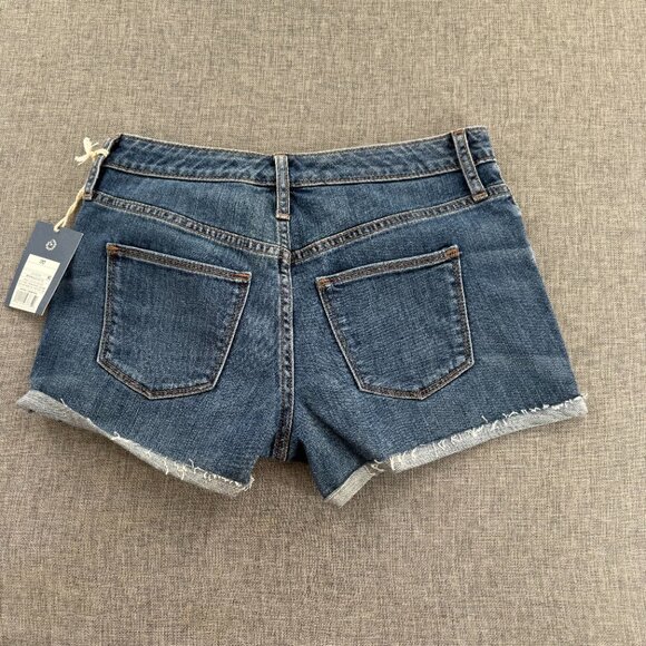New Universal thread Jean Shorts High Rise 00/24 Buttons Cut off Fringe Cotton B - Picture 9 of 11